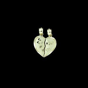 10K Yellow Gold Diamond Cut I Love You Heart Pendant